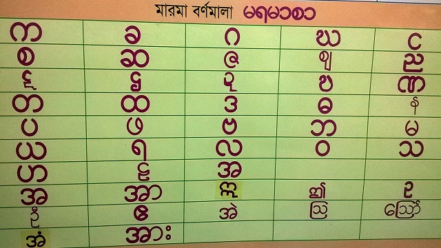 হারিয়ে যাওয়ার পথে মারমাদের নিজস্ব বর্ণমালা  (ছবি: লেখক)